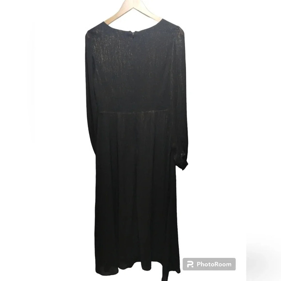 Modcloth Maxi Dress Black Gold size Medium Sheer Flowy Evening Formal - Picture 7 of 7